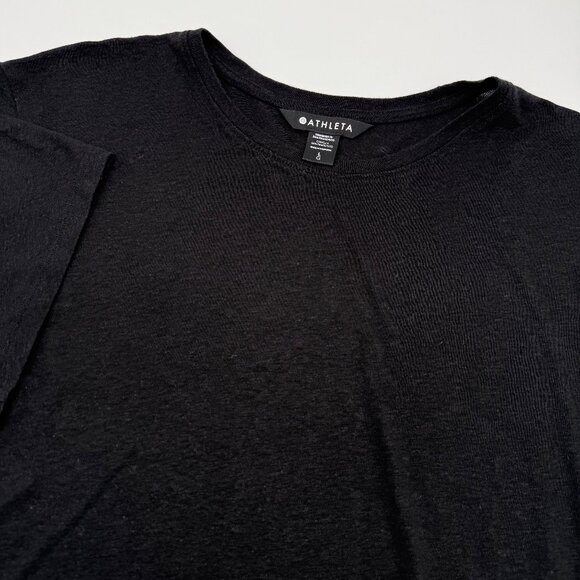 Athleta Tops - Athleta Getaway Tee Women’s L Black Linen Tencel Short Sleeve Crew Neck Top